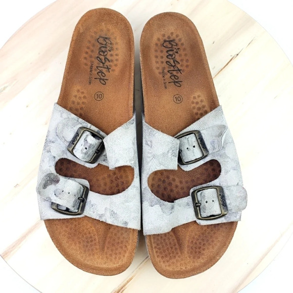 BIOSTEP Slides Women's Size 10 Genuine Leather Upper Sandals Grat Camo Print - Picture 1 of 12